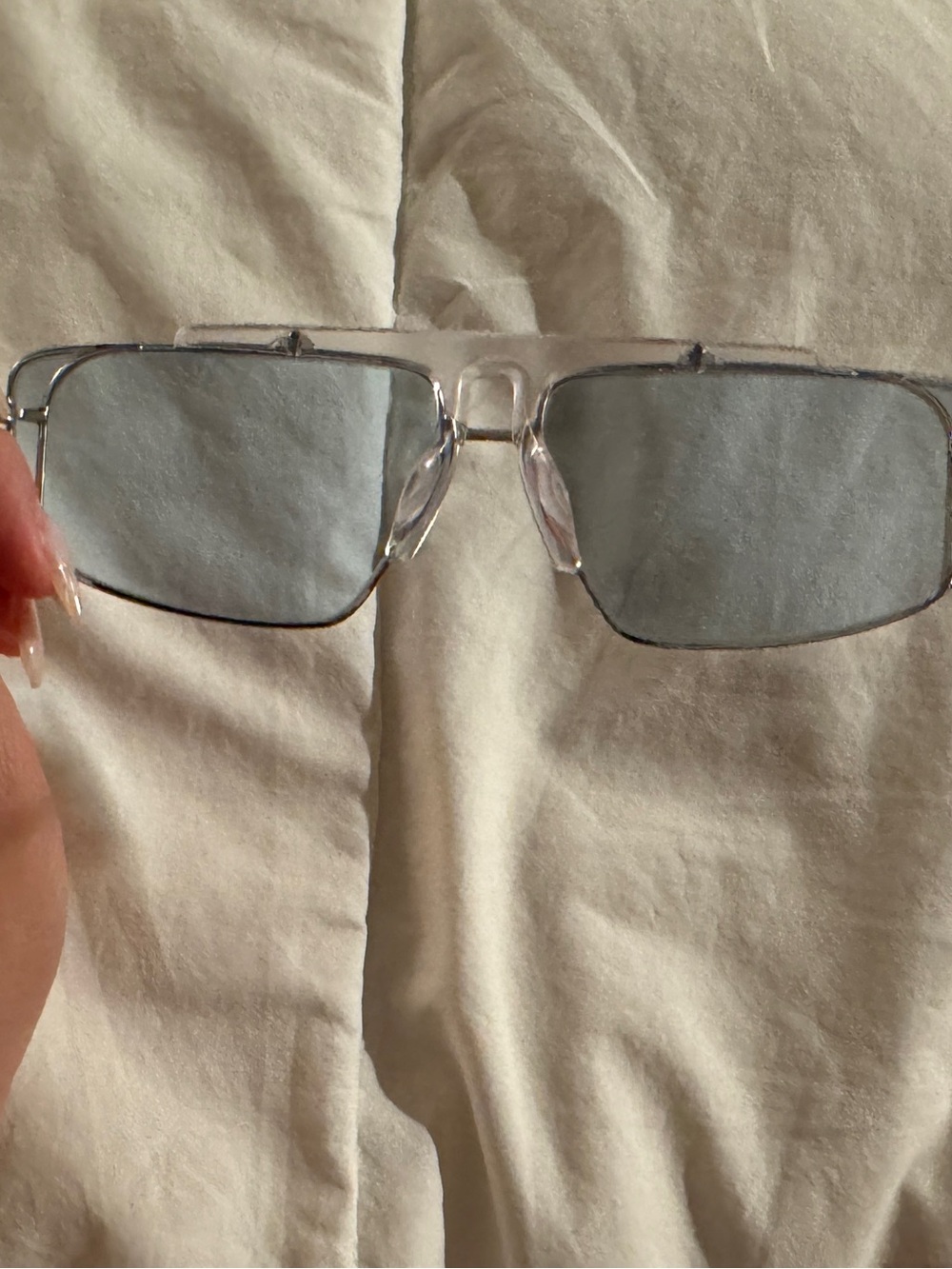 Prada Silver Frame Sunglasses with Light Blue Lenses unisex - Picture 4 of 13